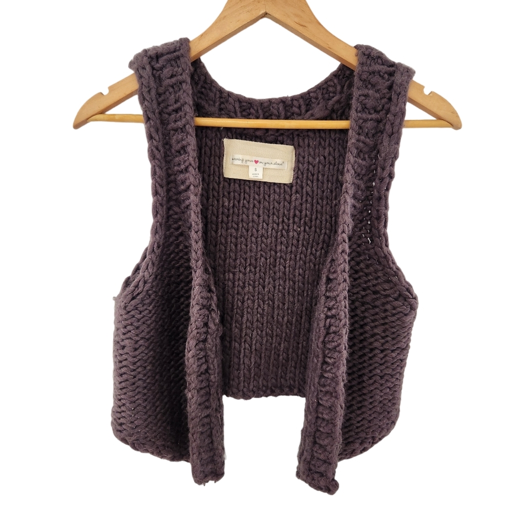 Wearing Your Heart On Your Sleeve Vest Knit Acrylic And Wool Boho
